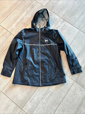 Never Worn!!! The Black Dog Classic Waterproof Rain Jacket with Hood Black